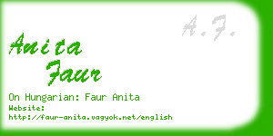 anita faur business card